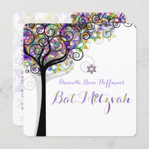 Invitation PixDezines arbre de vie Bat mitzvah