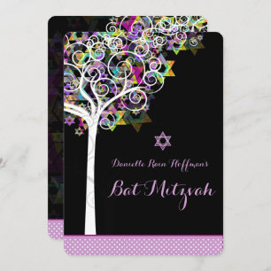 Invitation PixDezines arbre de vie Bat mitzvah/arrière - plan