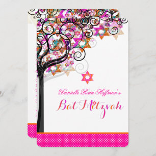Invitation PixDezines Arbre de vie Bat mitzvah/Arrière - plan