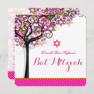 Invitation PixDezines Arbre de vie Bat mitzvah/Arrière - plan