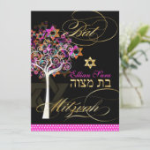 Invitation PixDezines Arbre de vie Bat mitzvah/Arrière - plan (Debout devant)