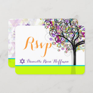 Invitation PixDezines arbre de vie Bat mitzvah/arrière - plan