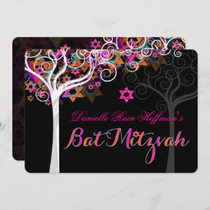 Invitation PixDezines arbre de vie Bat mitzvah/arrière - plan