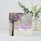Invitation PixDezines arbre de vie Bat mitzvah/fausse feuille (Debout devant)