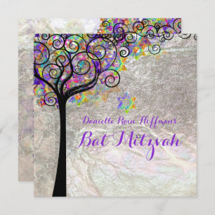 Invitation PixDezines arbre de vie Bat mitzvah/fausse feuille