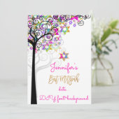 Invitation PixDezines ARBRE DE VIE BAT MITZVAH/NEON ROSE (Debout devant)