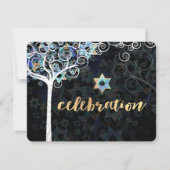 Invitation PixDezines Arbre de vie Bat mitzvah/Réception (Devant)