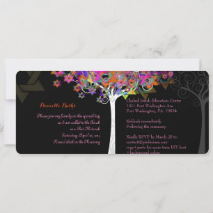 Invitation PixDezines Arbre de vie Bat mitzvah/rose