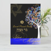 Invitation PixDezines arbre de vie+étoiles, Bar Mitzvah (Debout devant)