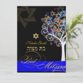 Invitation PixDezines arbre de vie+étoiles, Bat mitzvah (Debout devant)