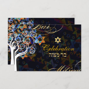 Invitation PixDezines arbre de vie/fête de Bar Mitzvah