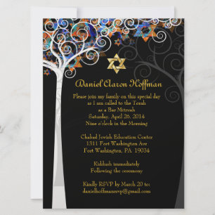Invitation PixDezines arbre de vie mitzvah