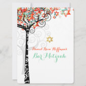 Invitation PixDezines arbre de vie mitzvah/turquoise/orange (Devant)