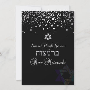 Invitation PixDezines argent ébloui/Bar Mitzvah/violet
