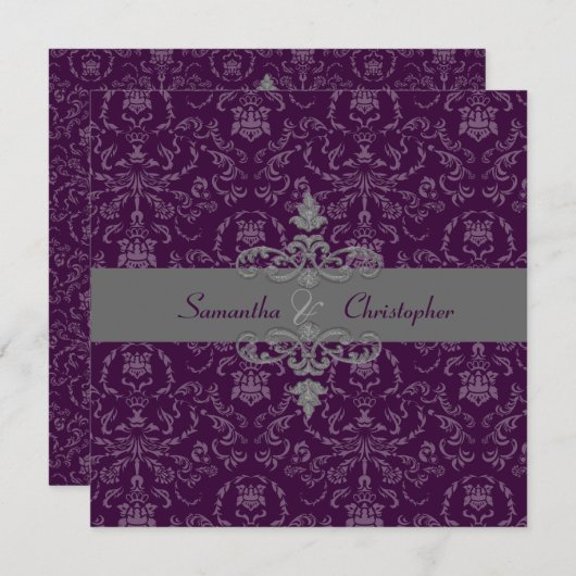 Invitation PixDezines Arianna Damask, DO-IT-YOURSELF couleur, (Devant / Derrière)