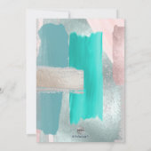 Invitation PixDezines Art Moderne Aqua Rose Gold Sage (Dos)