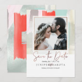 Invitation PixDezines Art moderne, Corail+Mint (Devant / Derrière)