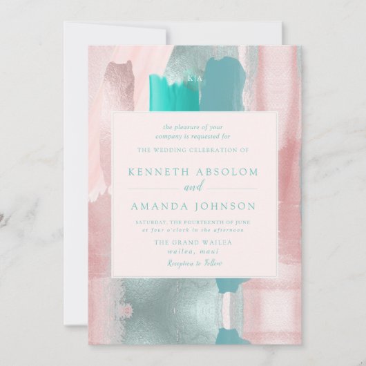 Invitation PixDezines Art Moderne Couleur Sage Turquoise (Devant)
