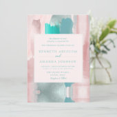 Invitation PixDezines Art Moderne Couleur Sage Turquoise (Debout devant)