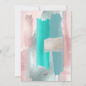 Invitation PixDezines Art Moderne, Rose Gold Turquoise Aqua (Dos)