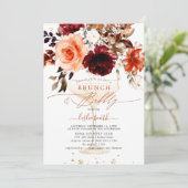 Invitation PixDezines Automne Aquarelle Fleurs Brunch Bubbly (Debout devant)