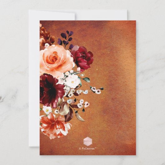 Invitation PixDezines Automne Aquarelle Fleurs Brunch Bubbly (Dos)