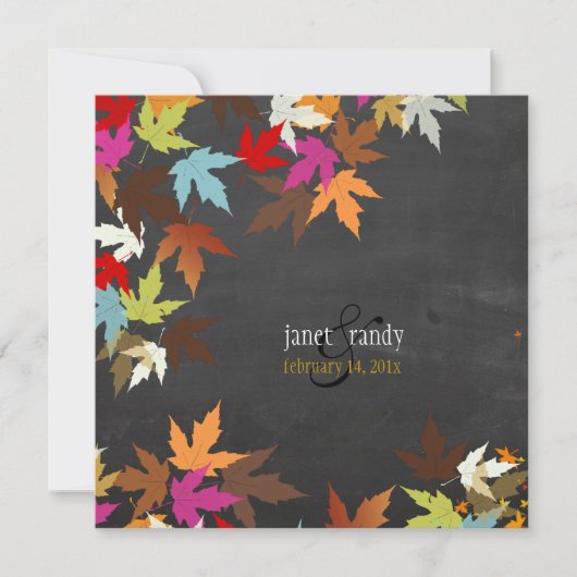 Invitation PixDezines automne/feuilles d'érable/plateau rusti (Devant)