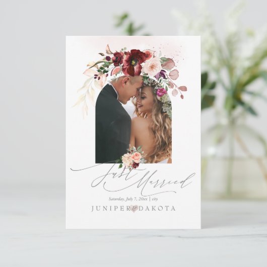 Invitation PixDezines Automne Love H2 Marsala Fleurs rouges (Debout devant)