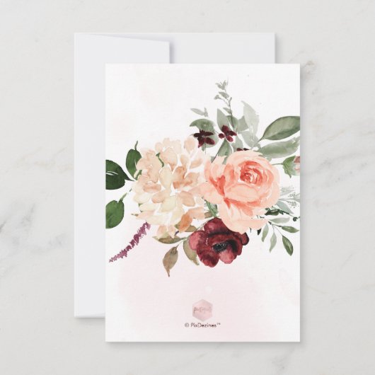 Invitation PixDezines Automne Love H2 Marsala Fleurs rouges (Dos)