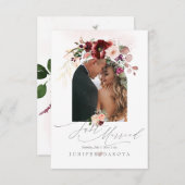 Invitation PixDezines Automne Love H2 Marsala Fleurs rouges (Devant / Derrière)