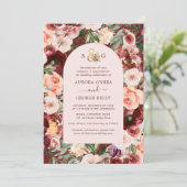 Invitation PixDezines Automne Love H2 Marsala Fleurs rouges (Debout devant)