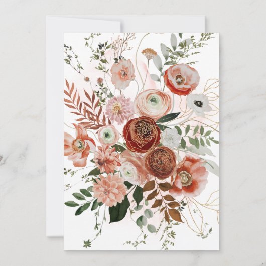 Invitation PixDezines Automne Love H2 Marsala Fleurs rouges I (Dos)