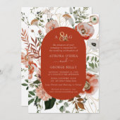 Invitation PixDezines Automne Love H2 Marsala Fleurs rouges I (Devant / Derrière)