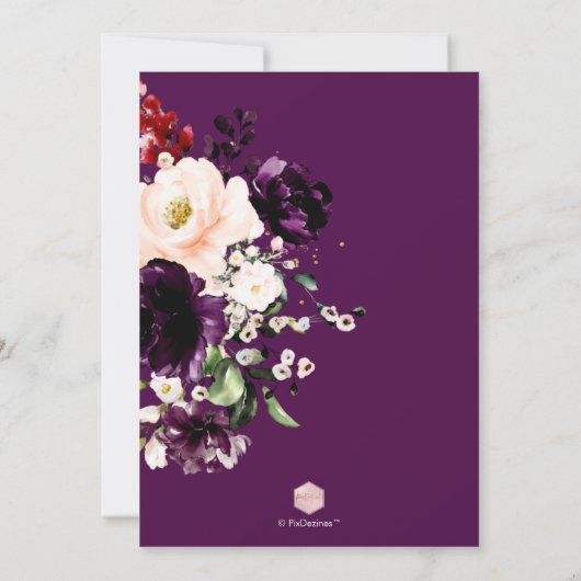 Invitation PixDezines Autumn Blush Eggplant H2 Flowers (Dos)