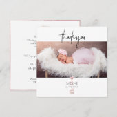 Invitation PixDezines Baby shower Merci Rose or (Devant / Derrière)