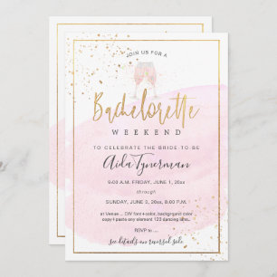 Invitation PixDezines Bachelorette Week-end Aquarelle rose
