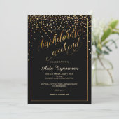 Invitation PixDezines Bachelorette Weekend Faux Gold Confetti (Debout devant)