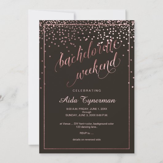 Invitation PixDezines Bachelorette Weekend Faux Rose Gold (Devant)