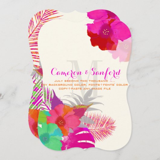 Invitation PixDezines bali kai/vert/rose/DO-IT-YOURSELF (Devant / Derrière)