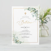 Invitation PixDezines Baptême d'eucalyptus rustique à l'aquar (Debout devant)