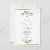 Invitation PixDezines Baptême d'Eucalyptus Rustique Aquarelle (Devant)