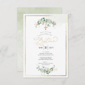 Invitation PixDezines Baptême d'Eucalyptus Rustique Aquarelle (Devant / Derrière)