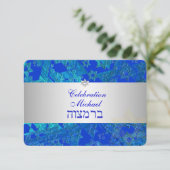 Invitation PixDezines bar de réception mitzvah/bleu/argent (Debout devant)