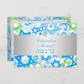 Invitation PixDezines bar de réception mitzvah/lime+bleu/arge (Devant / Derrière)