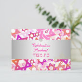 Invitation PixDezines bar de réception mitzvah/rose/argent (Debout devant)