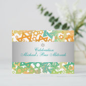 Invitation PixDezines bar de réception mitzvah/turquoise+oran (Debout devant)