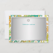 Invitation PixDezines bar de réception mitzvah/turquoise+oran (Dos)