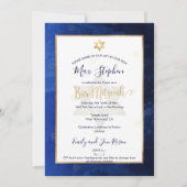 Invitation PixDezines Bar Mitzvah |Aquarelle bleu marine (Dos)