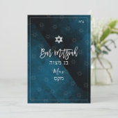 Invitation PixDezines Bar Mitzvah |Aquarelle bleu tonnerre (Debout devant)