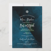 Invitation PixDezines Bar Mitzvah |Aquarelle bleu tonnerre (Dos)
